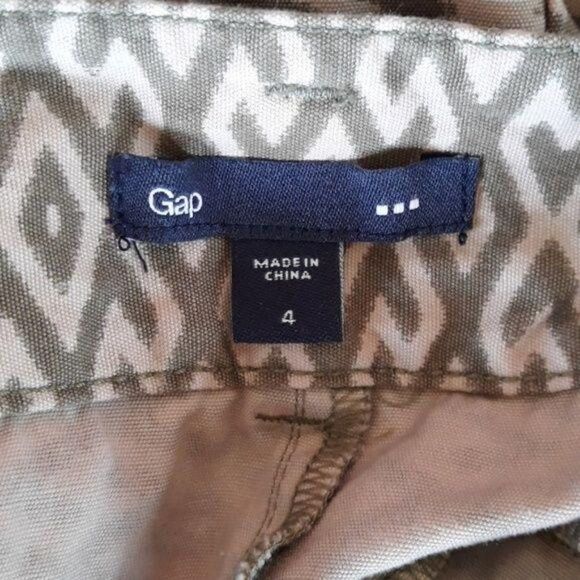 Y2K Gap Mini Skirt Aztec Print Pleated Front Casual Safari Army Green Cream Sz 4 - Picture 3 of 8